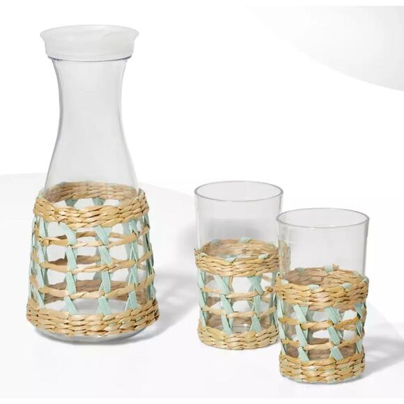 Sun Squad Other - 3 Piece Woven Pitcher And Cup Set Sun Squad Target NWOB